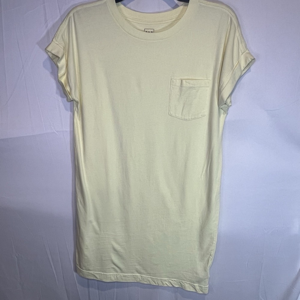 GAP Pocket T-Shirt Citrus Yellow 100% Cotton Dress Women's Small Y2K